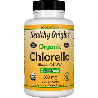 Хлорела, Chlorella, Healthy Origins, органік, 500 мг, 720 таб.