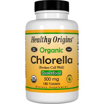 Хлорела, Chlorella, Healthy Origins, органік, 180 таб.