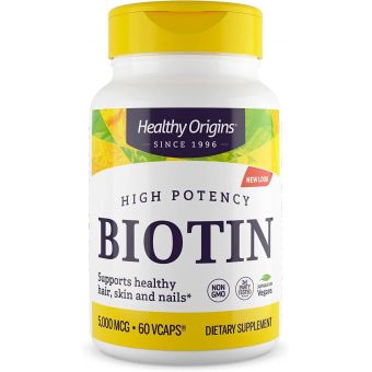 Биотин, Biotin, Healthy Origins, 5000 мкг, 60 капсул