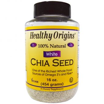 Білі насіння Чіа, White Chia Seed, Healthy Origins, 454 г