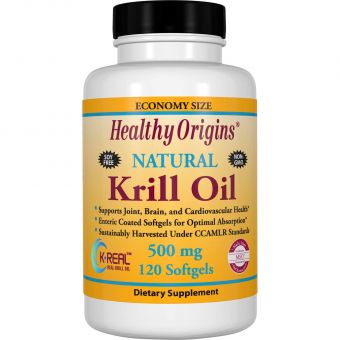 Масло криля, Krill Oil, Healthy Origins, ваниль, 500 мг, 120 капсул