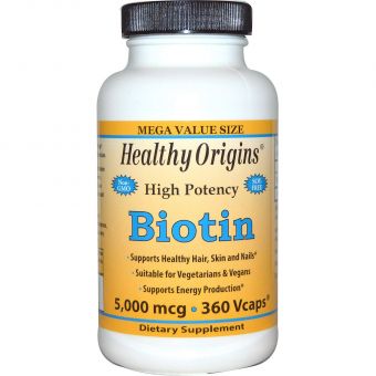 Біотин, Biotin, Healthy Origins, 5000 мкг, 360 капсул