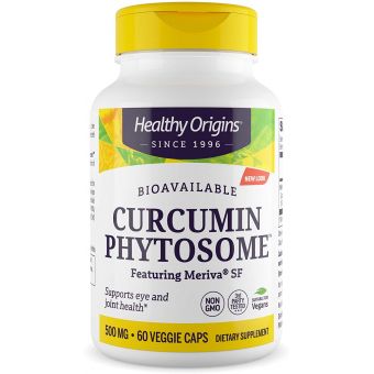 Куркумин, Curcumin Phytosome, Healthy Origins, фитосомы куркумина с участием Meriva SF, 500 мг, 60 вегетарианских капсул