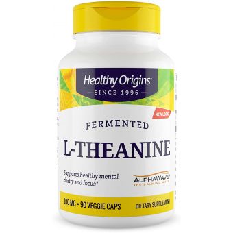 L-теанин, L-Theanine, Healthy Origins, 100 мг, 90 капсул