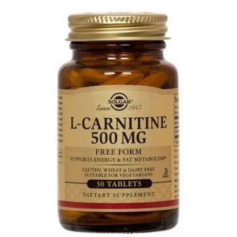 Карнитин (L-Carnitine), Solgar, свободная форма, 500 мг, 30 таблеток