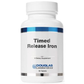 Железо, Timed Released Iron, Douglas Laboratories, поддержка при анемии, летаргии, усталости, выработке красных кровяных телец и оксигенации, 90 таблеток