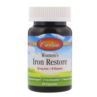 Залізо для жінок, Women's Iron Restore, Carlson, 60 капсул