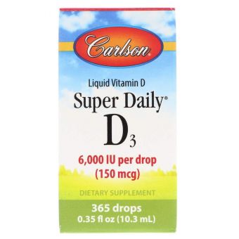 Витамин D3, Vitamin D3, Carlson, 6,000 МЕ, 10.3 мл