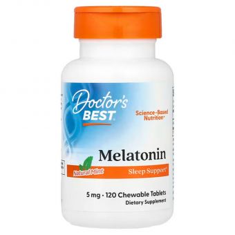 Мелатонин, Melatonin, Doctor's Best, натуральная мята, 5 мг, 120 жевательных таблеток