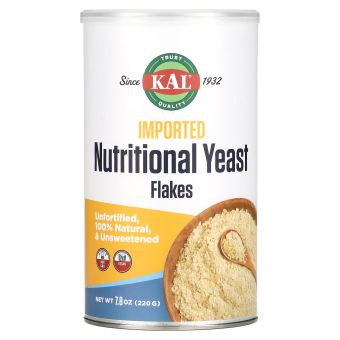 Харчові дріжджі, Nutritional Yeast, KAL, дрібні пластівці, 220 г