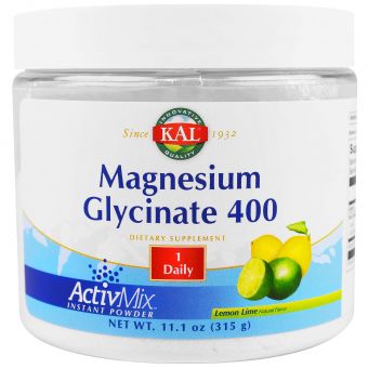 Магний глицинат, Magnesium Glycinate, KAL, лимон/лайм, 400 мг, 315 г