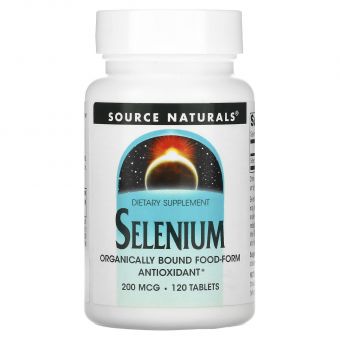 Селен, Selenium, Source Naturals, 200 мкг, 120 таблеток