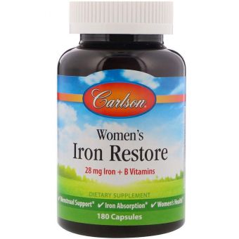 Залізо для жінок, Women's Iron Restore, Carlson, 180 капсул