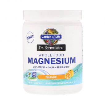 Формула магния, Magnesium Powder, Garden of Life, Dr. Formulated, цельнопищевой порошок, апельсин, 197,4 г