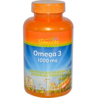 Омега 3, Omega 3, Thompson, 1000 мг, 100 капсул