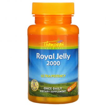 Маточне молочко, Royal Jelly, Thompson, надефективне, 2000 мг, 60 вегетаріанських капсул