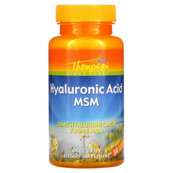 Гіалуронова кислота і МСМ, Hyaluronic Acid - MSM, Thompson, 30 капсул