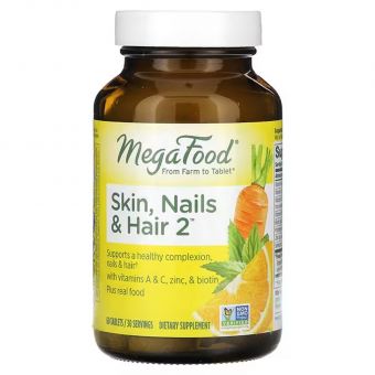 Витамины для волос, кожи и ногтей, Skin, Nails & Hair 2, MegaFood, 60 таблеток