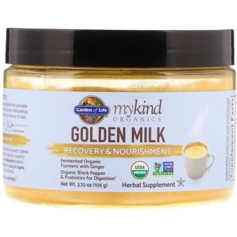 Золотое молоко смесь, Golden Milk, Garden of Life, MyKind Organics, восстановление и питание, 105 г