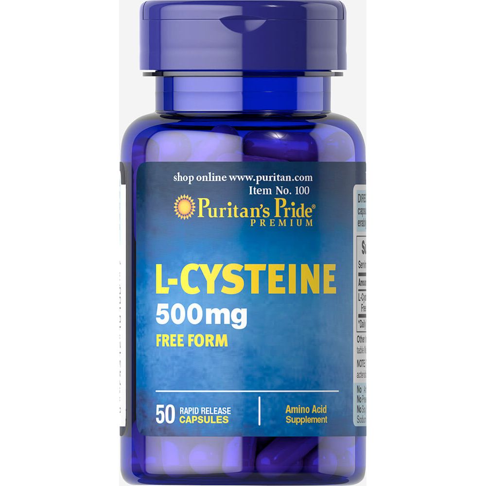 Л-цистеин, L-Cysteine, Puritan's Pride, 500 мг, 50 капсул