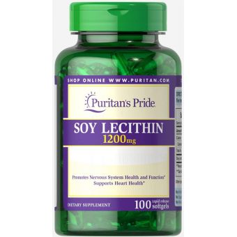 Лецитин из сои, Soy Lecithin, Puritan's Pride, 1200 мг, 100 гелевых капсул