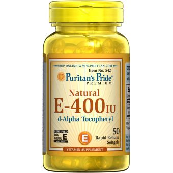 Витамин Е-400, Vitamin E, Puritan's Pride, 400 МЕ, 50 капсул