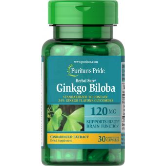 Гинкго Билоба, Ginkgo Biloba, Puritan's Pride, пробная, 120 мг, 30 капсул