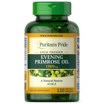 Масло вечерней примулы с гамма-линолевой кислотой, Evening Primrose Oil, Puritan's Pride, 1000 мг, 120 гелевых капсул