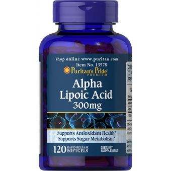 Альфа-липоевая кислота, Alpha Lipoic Acid, Puritan's Pride, 300 мг, 120 гелевых капсул