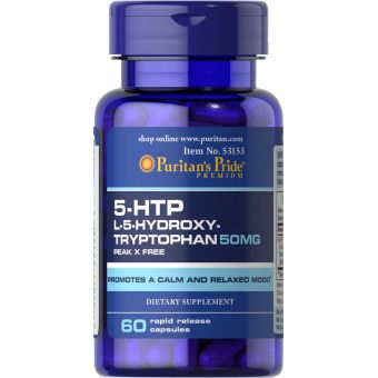 5-HTP (5-гідрокситриптофан), Griffonia Simplicifolia, Puritan's Pride, 50 мг, 60 капсул