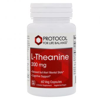 L-теанін, L-Theanine, Protocol for Life Balance, 200 мг, 60 капсул