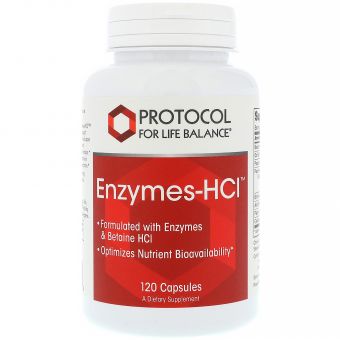 Ферменты бетаин гидрохлорида, Enzymes-HCI, Protocol for Life Balance, 120 капсул