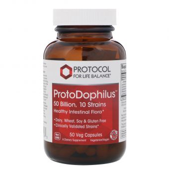 Пробіотики дофілус, ProtoDophilus, Protocol for Life Balance, 50 млрд, 10 штамів, 50 веганських капсул