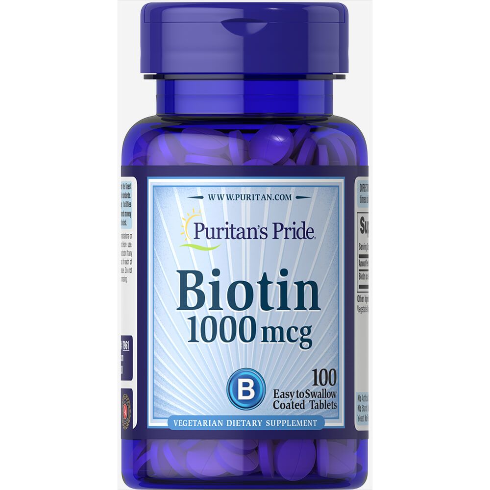 Биотин, Biotin, Puritan's Pride, 1000 мкг, 100 таблеток