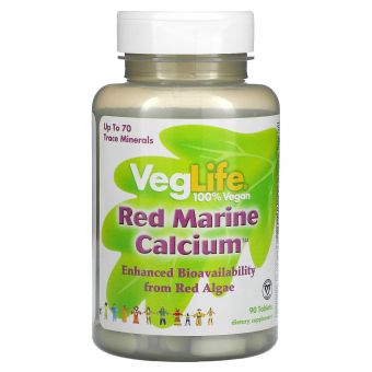 Кальцій з червоних водоростей, Red Marine Calcium, VegLife, 90 таблеток