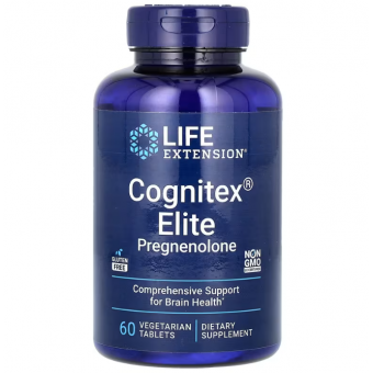 Улучшение работы мозга, прегненолон, Cognitex Elite Pregnenolon, Life Extension, 60 вегетарианских таблеток