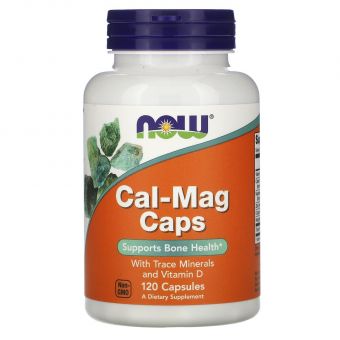 Кальций и магний, Cal-Mag Caps, Now Foods, с микроэлементами и витамином D, 120 капсул