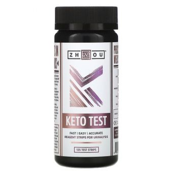 Кето тест-смужки для аналізу сечі, Keto Test, Zhou Nutrition, 125 шт