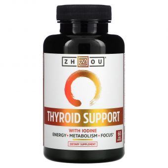 Поддержка щитовидной железы, Thyroid Support, Zhou Nutrition, 60 вегетарианских капсул