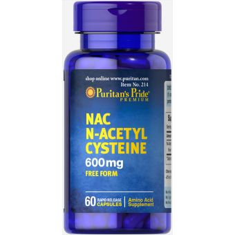 Ацетилцистеїн, N-Acetyl Cysteine (NAC), Puritan's Pride, 600 мг, 60 капсул