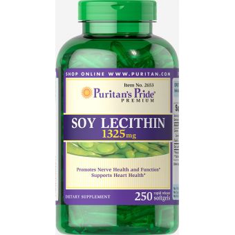 Лецитин із сої, Soy Lecithin, Puritan's Pride, 1325 мг, 250 гелевих капсул