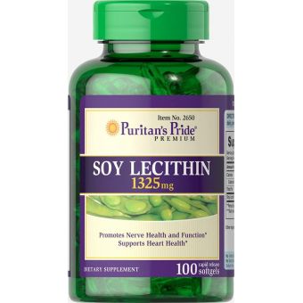 Лецитин из сои, Soy Lecithin, Puritan's Pride, 1325 мг, 100 гелевых капсул