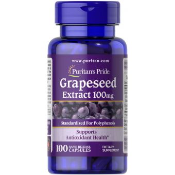 Екстракт виноградних кісточок, Grapeseed Extract, Puritan's Pride, 100 мг, 100 капсул