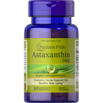 Астаксантин, Natural Astaxanthin, Puritan's Pride, 5 мг, 60 капсул