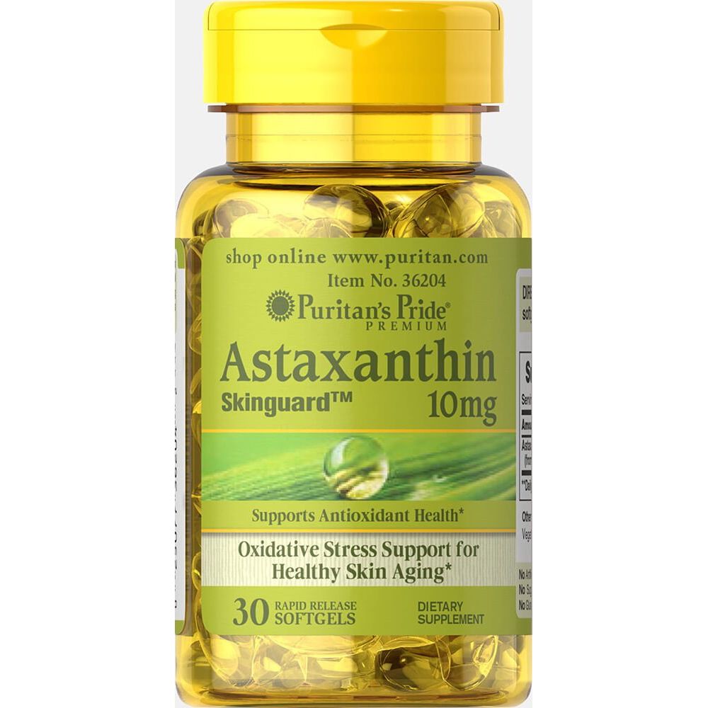 Астаксантин, Natural Astaxanthin, Puritan's Pride, 10 мг, 30 капсул