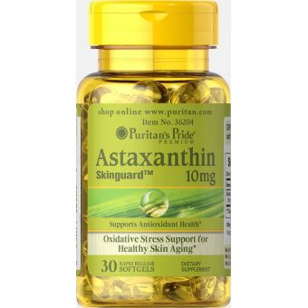 Астаксантин, Natural Astaxanthin, Puritan's Pride, 10 мг, 30 капсул