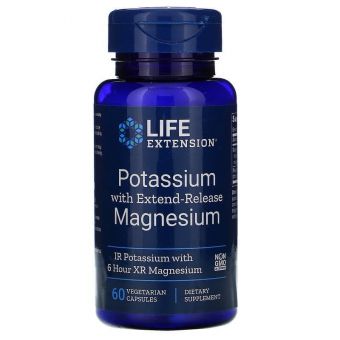 Калій з магнієм, Potassium with Extend-Release Magnesium, Life Extension, 60 кап.