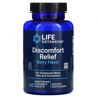 Знеболювальні таблетки, PEA Discomfort Relief, Life Extension, смак ягід, 60 вегетаріанських жувальних таблеток