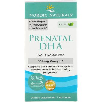 Рыбий жир для беременных, Prenatal DHA, Nordic Naturals, 500 мг, 60 гелевых капсул