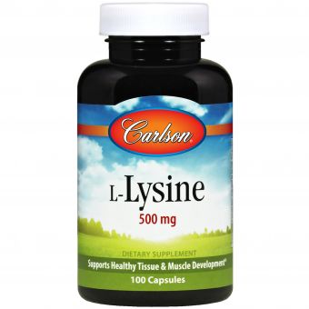 L-лизин, L-Lysine, Carlson, 500 мг, 100 капсул